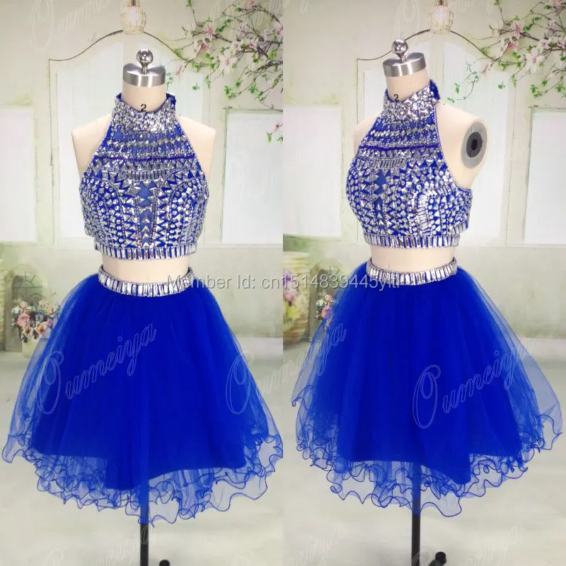 blue two piece dress