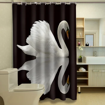 

3D Shower Curtains White White Swan Tiger zebra Animal Series Pattern Waterproof Fabric Bathroom Curtains Customizable
