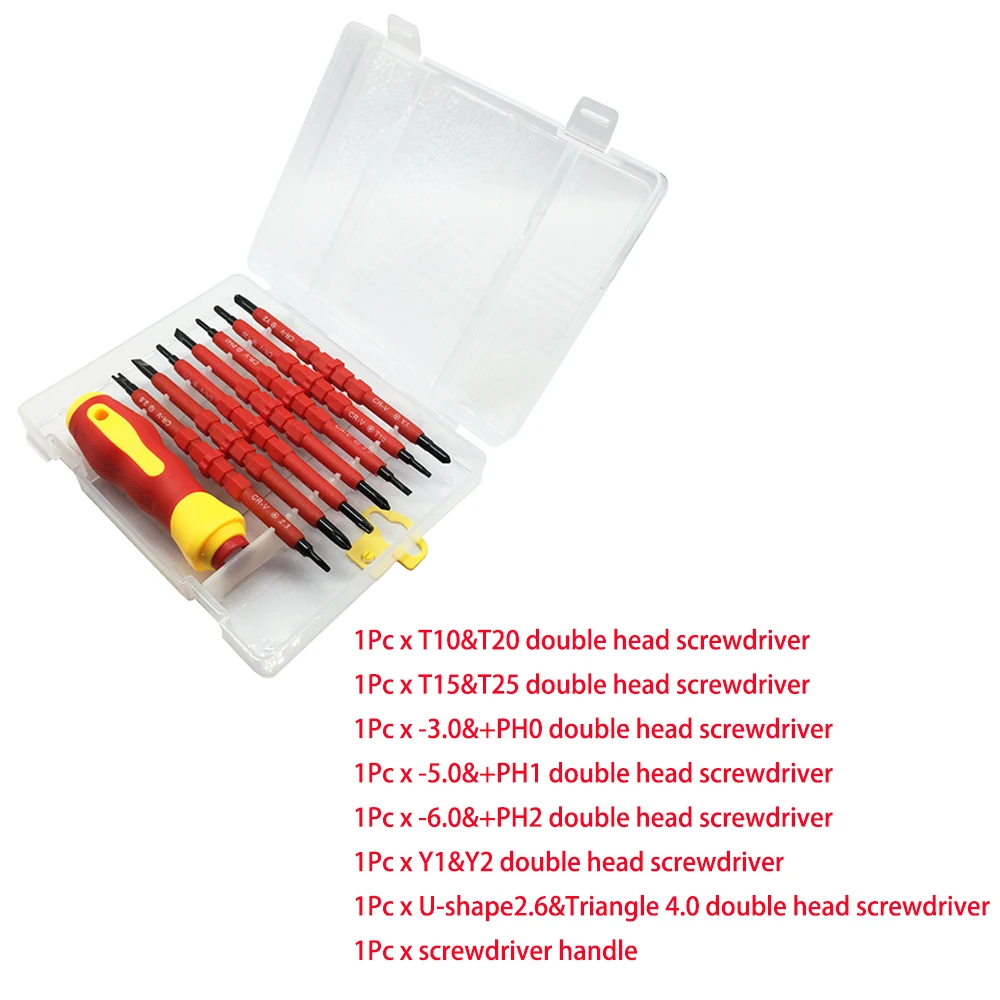13 шт. VDE Изолированная высокотемпературная Отвертка Набор сменных шлицевых и крестообразных и Torx головок Магнитная отвертка Ремонт ручной инструмент
