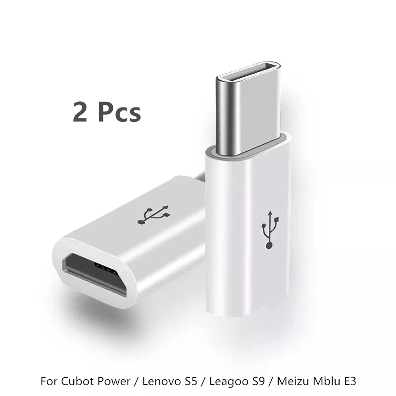 2 шт. адаптер Micro USB Type-C для Cubot Power/Lenovo S5/Leagoo S9/Meizu Mblu E3 Type C кабель usbc | Мобильные