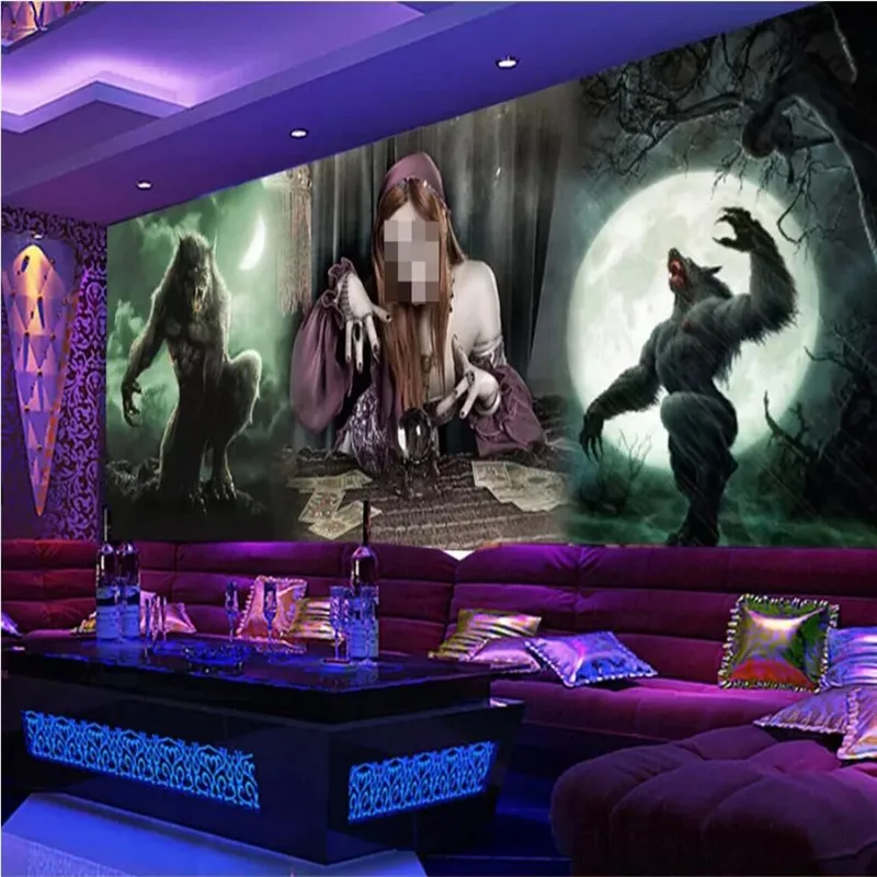 

Thriller moonlight theme restaurant tools background wall custom high-end mural factory wholesale wallpaper mural photo wall