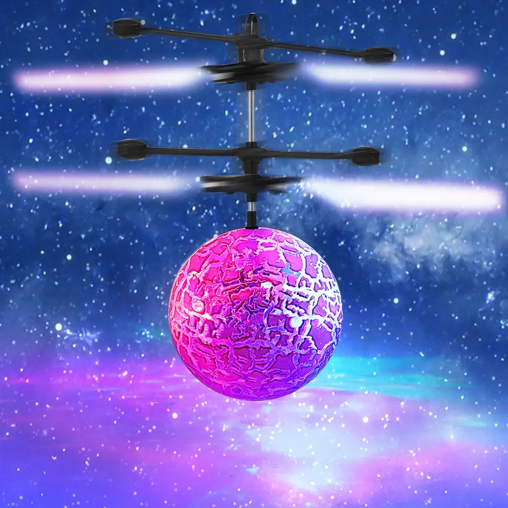 

Mini Flashing Crystal Ball Luminous Light-up Toys Hand Suspension Helicopter Colorful LED Aircraft For Kids' Toy Clearance