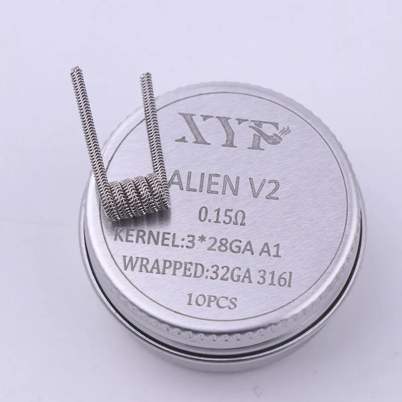 XYF 10 шт./лот Предварительно Построенная катушка Clapton Twisted ALIEN V2 clapton провода катушки сопротивления нагрева провода Fit RDA RDTA DIY распылитель