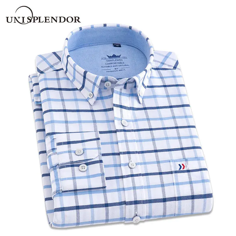 

2019 100%Cotton Men Striped Shirt Oxford Soft Man Dress Shirt Spring Autumn Male Casual shirts Camisa Masculina Outwear YN10350