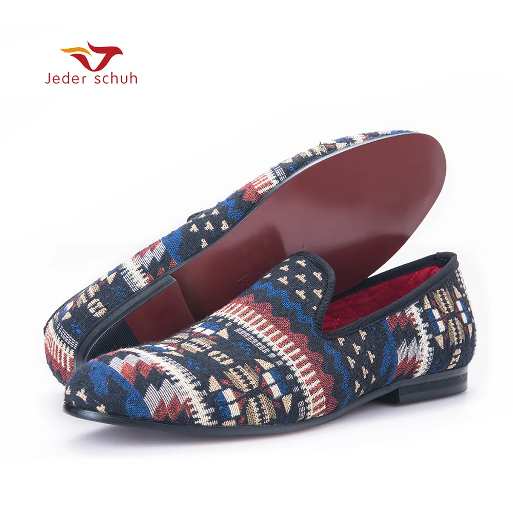 

handcrafted using Korea cotton in a traditional print men loafers fashion men mixed colors Knitted shoes men's flats