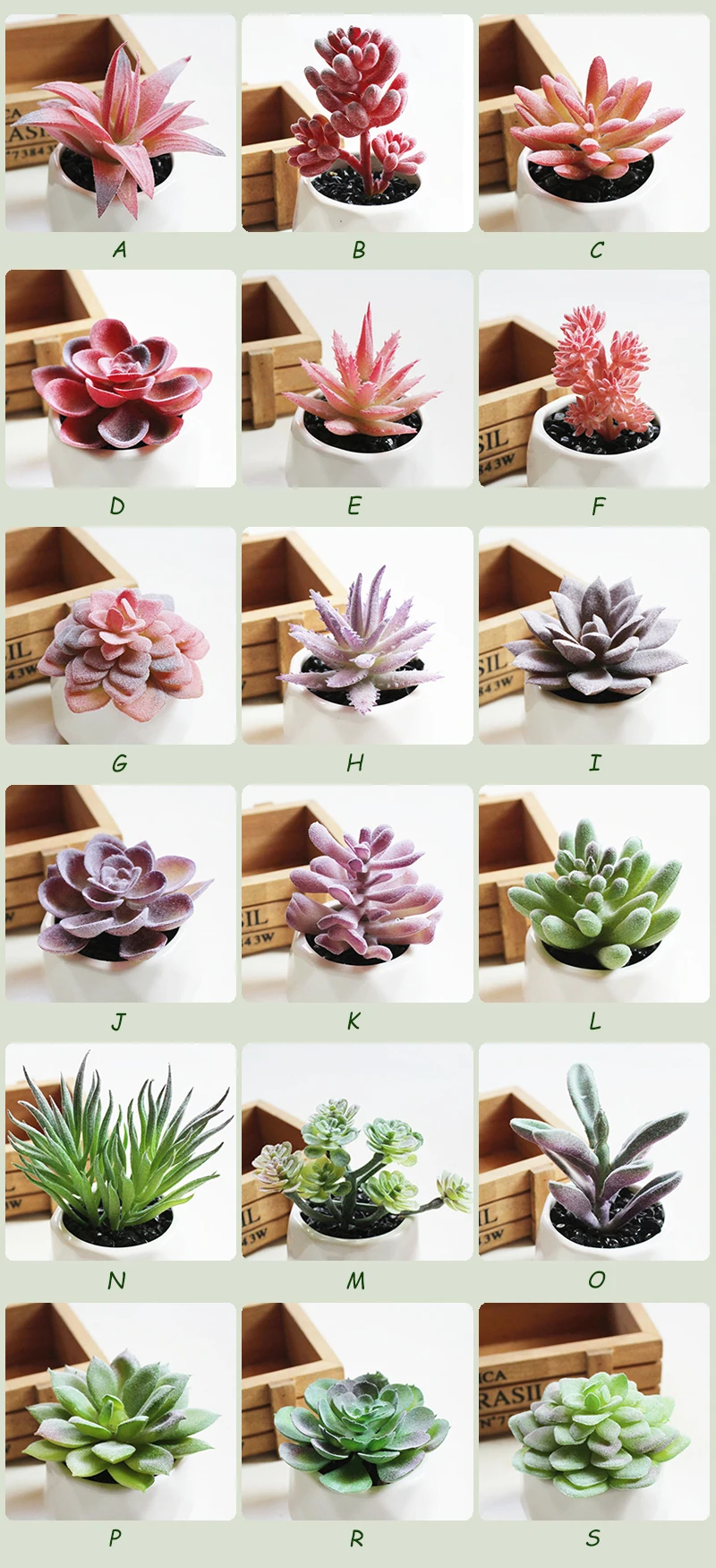 JAROWN Artificial Succulent Plant Bonsai Simulation Plastic Flower Wedding Home Room Desktop Placement Shop Window Display Decor (23)