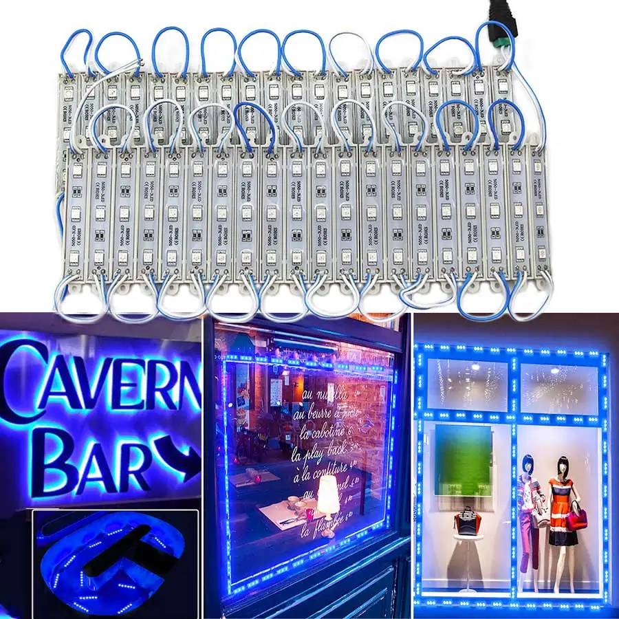 LED Module 5050 3 LED DC12V Waterproof Advertising Design Storefront Strip Modules Lights Super Bright Blue Color (20-100PCS) LED Module 5050 3 LED DC12V Waterproof Advertising Design Storefront Strip Modules Lights Super Bright Blue Color (20-100PCS)