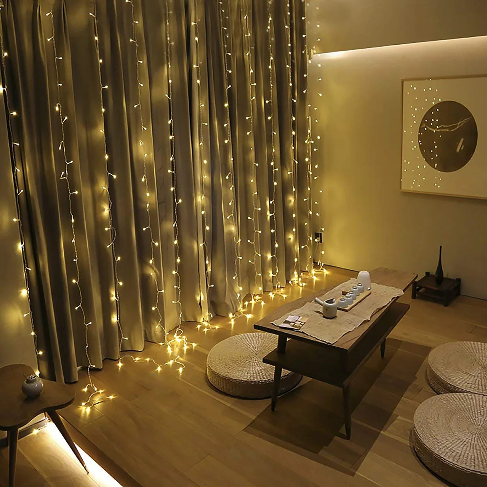 Cortina de Led Luz da Corda Icicle 3x1/3x2/3x3/3x6m Conectável Natal Garland Luzes Interiores/ao ar Livre Luzes de Decoração de Casamento do Partido 11 conectável luzes de guirlanda de natal interior