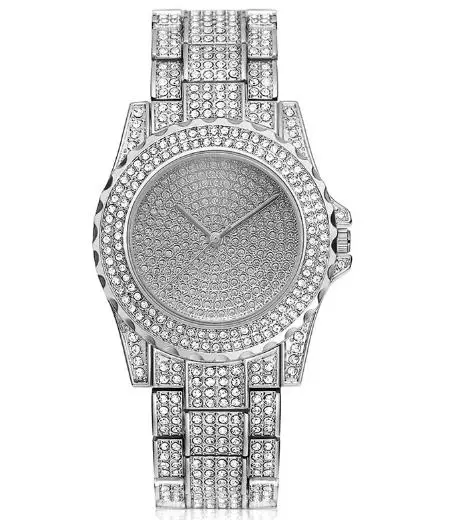 Новые мужские часы в стиле хип-хоп, шикарные часы со льдом и надписью, подарок, ожерелье с подвеской - Окраска металла: Only Silver Watch