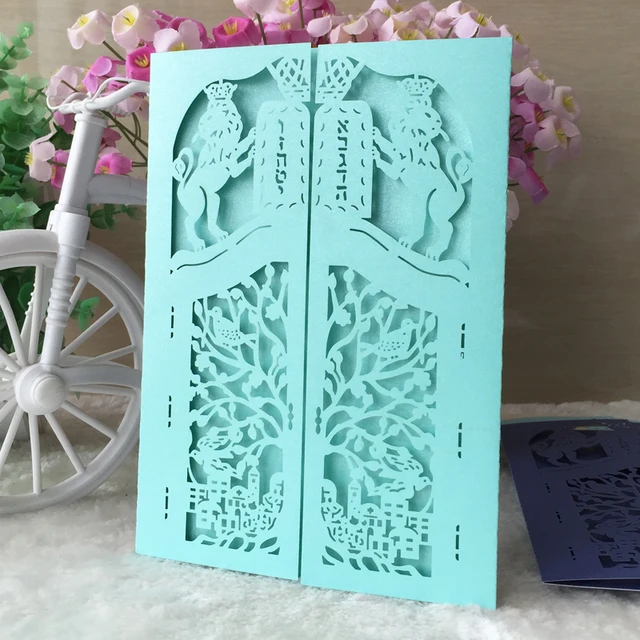 25pcs hollow out decorative lion pattern wedding invitation card