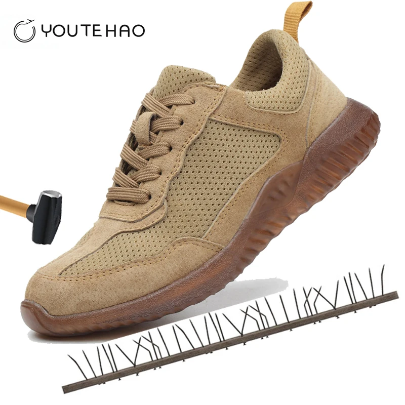 الصيف السلامة حماية حامي الأحذية جلد الصلب حذاء مزود بفتحة للأصابع تنفس مزيل العرق عدم الانزلاق أحذية عمل الصيف السلامة حماية حامي الأحذية جلد الصلب حذاء مزود بفتحة للأصابع تنفس مزيل العرق عدم الانزلاق أحذية عمل