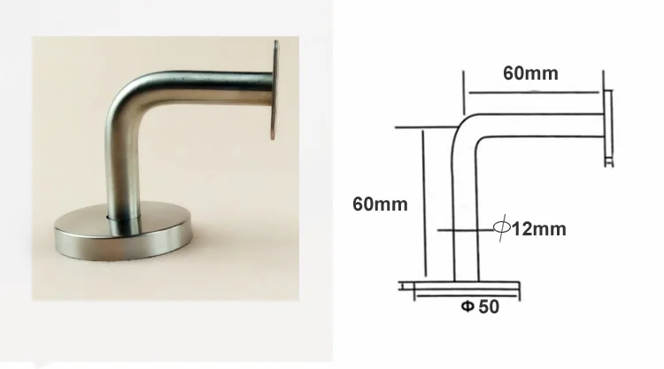 Плоский фиксированный поддон, твердый кронштейн для поручней из нержавеющей стали/стент/Опора, 60x60 мм, настенная опора, плоский поручень, аксессуары для лестниц