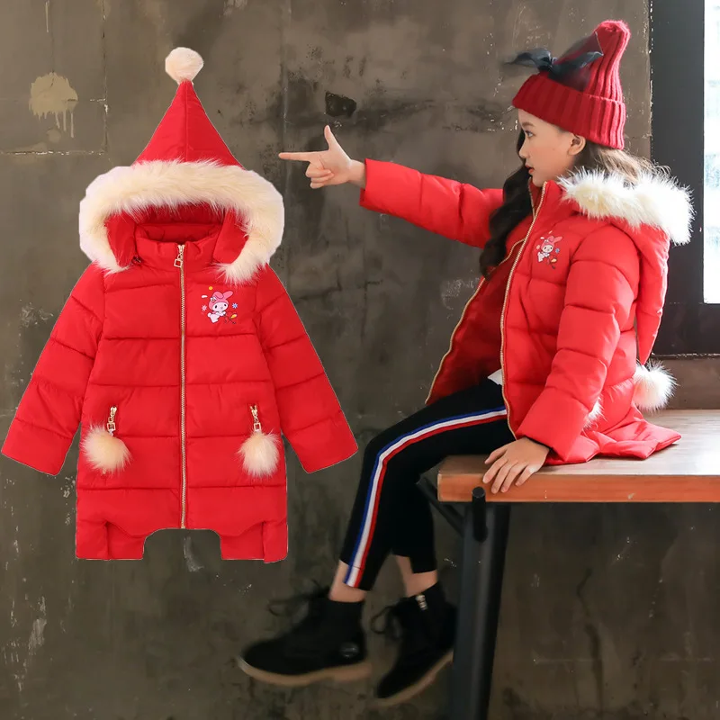 

Girls clothing warm cotton jacket for girl clothes 2018 Winter Thicken Parka Fur Hooded Children Outerwear Coats