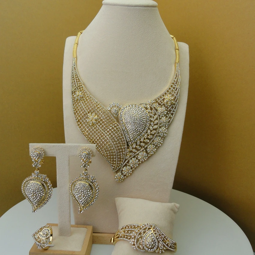

Yuminglai Hot Sale Dubai Costume Jewelry Big African CZ Jewellery Elegent Jewelry Sets FHK5839