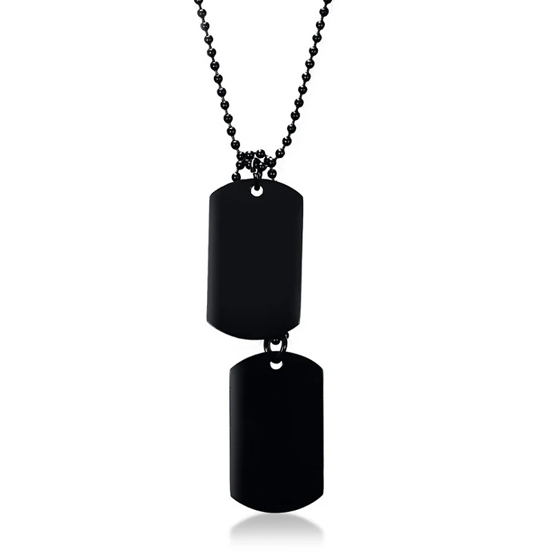 Dog Tag Necklace Pendant Men Gold Black