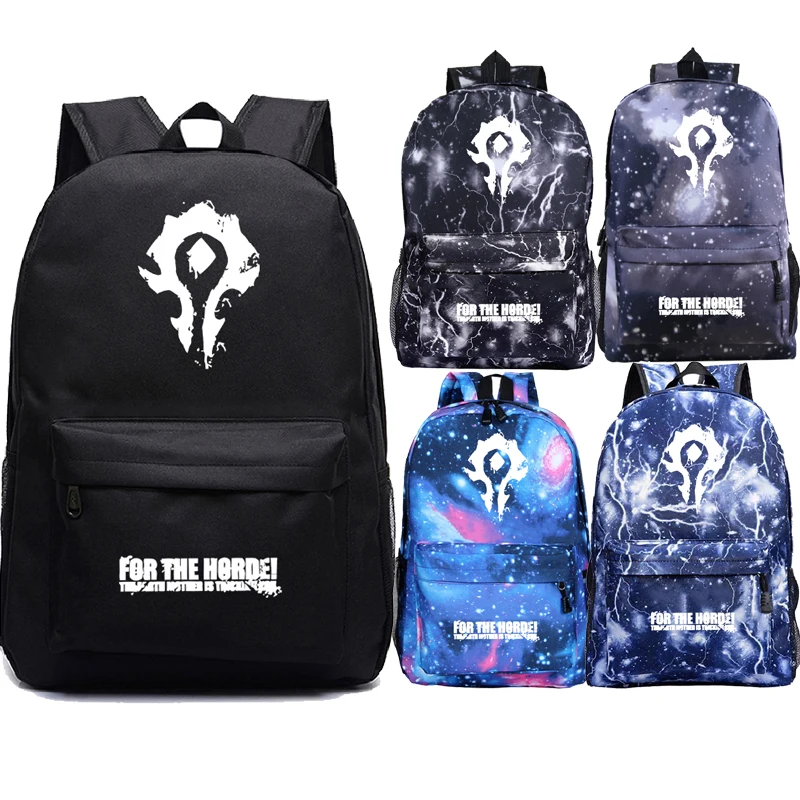 

Hot Sale World of Warcraft Rucksack For the Horde Students Back to School Mochila New Pattern Men Women Teens Travel Knapsack