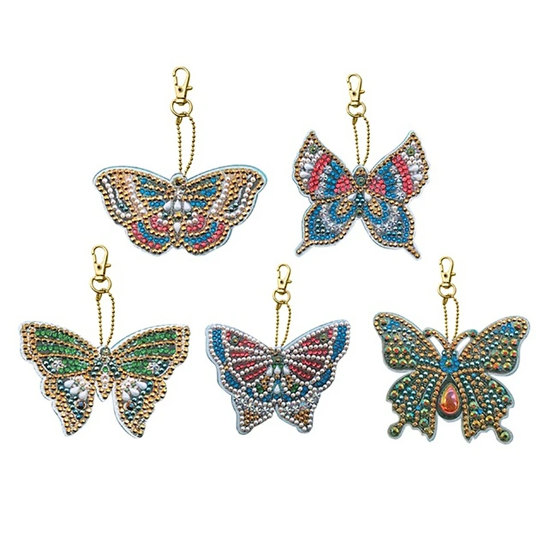 5pcs/set 5D Diamond Painting Butterfly Keychain Key Ring Drill DIY Embroidery Painting Gift Cross Stitch алмазная вышивка