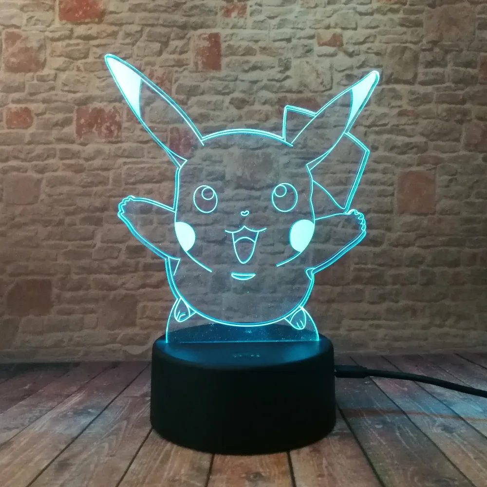 Покебол PIKACHU Bulbasaur Bay Role 3D RGB лампа Pokemon Go экшн-фигурка визуальная Иллюзия светодиодный Праздничный Рождественский подарок Ночной светильник