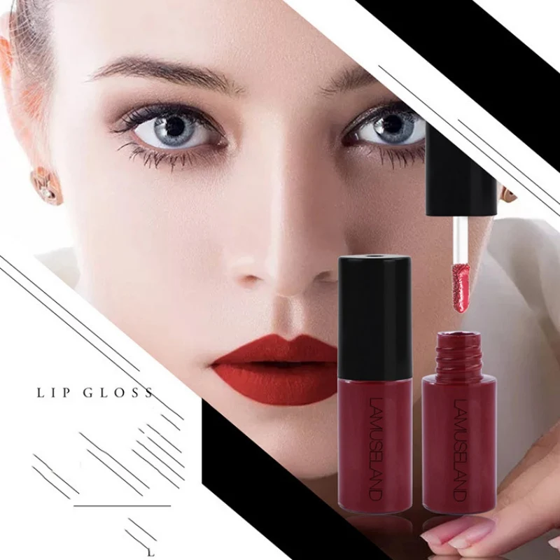 

Waterproof Lip Gloss Paint Pigments Long Lasting Wine Red Liquid Lipstick Vivid Matte Sexy Women Lip Cosmetic beauty