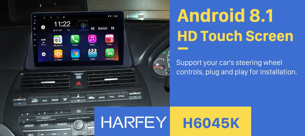 Clearance Harfey 10.1 Inch 2Din Car Radio Head Unit Android 8.1 GPS Navi Multimedia Player For 2008-2012 Honda accord 8 Bluetooth WIFI SWC 0
