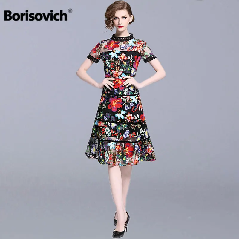 Женское вечернее платье Borisovich Элегантное повседневное до колена с цветочной