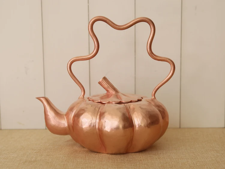 Handmade Pure Copper Kettle Creative Pumpkin Shaped Teapot Tea Kettle