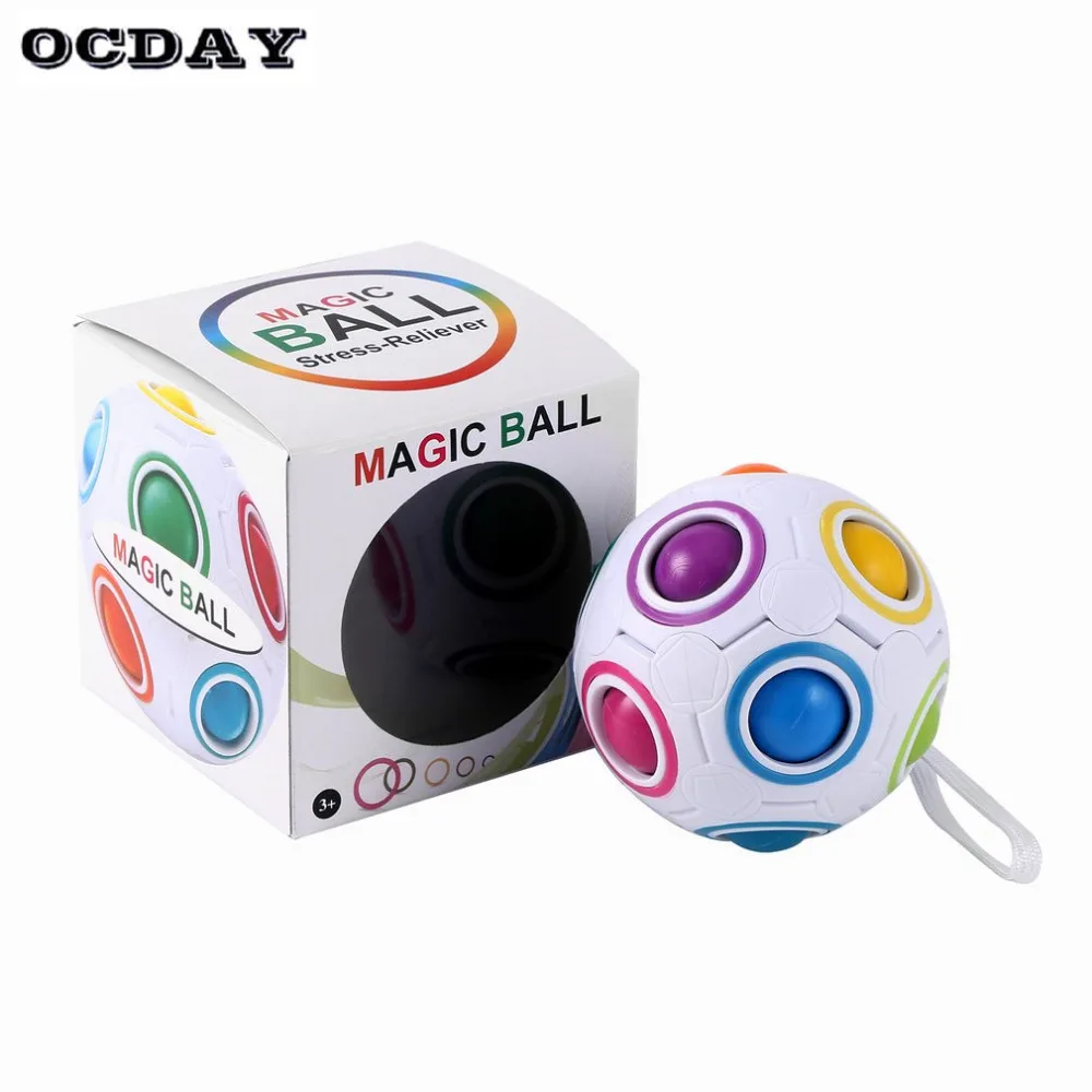 

OCDAY Creative Magic Rainbow Ball Cube Speed Puzzle Ball Kids Educational Learning Funny Toys for Children Adult Stress Reliever