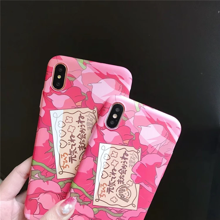 Розовый Brautiful чехол с цветами для iPhone XR XS Max X 6 6 S 7 8 плюс девушка Стиль жесткий матовый PC задняя крышка для мобильного телефона оболочки Coque