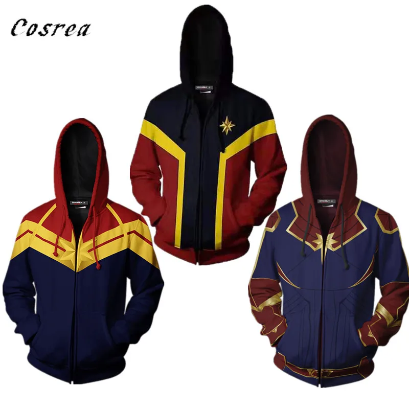 

Avengers Endgame Captain Marvel 3D Print Hoodies Sweatshirt Superhero Carol Danvers Sportswear Coat Jacket Hoodie Men Women