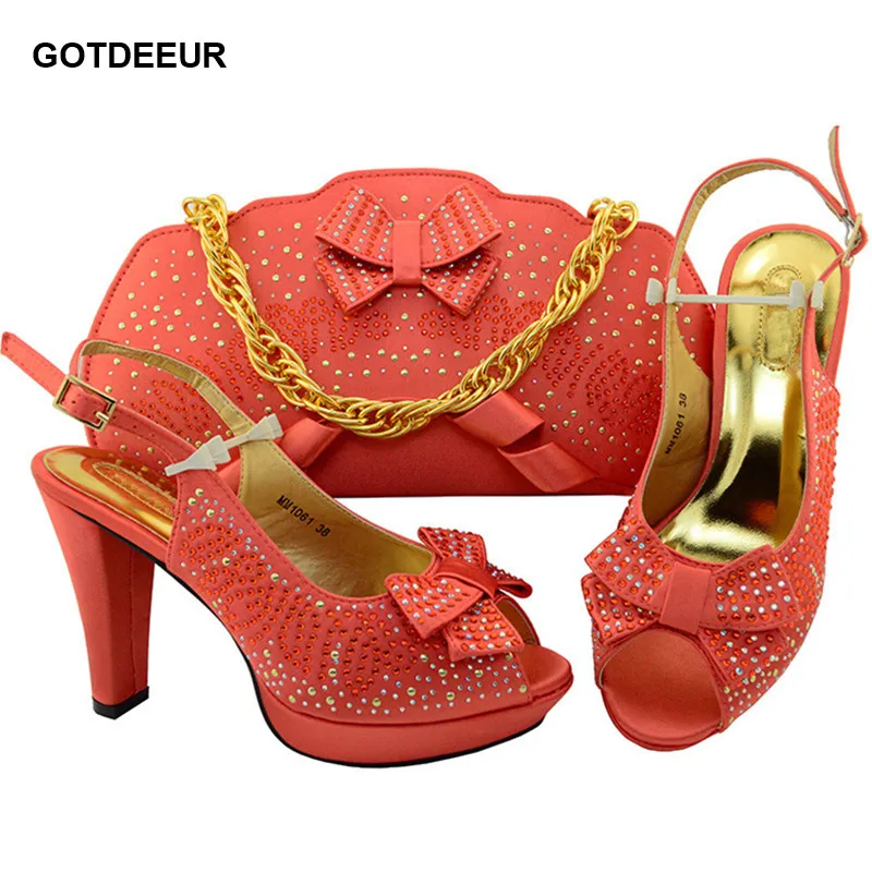 

Coral Color Italian Matching Shoe and Bag Set for Wedding Woman Italian Shoe and Bag Set African Women Wedding Shoes and Bag Set