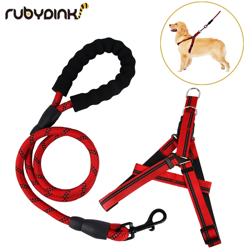 

Reflective Large Dog Leash Nylon Rope Adjustable Reflective Vest Pet Walking Running Tracking Leashes for Medium Large Big Dog