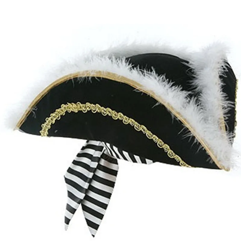 Горячая косплей, вечеринка, Хэллоуин маскарадный Пират капитан Джек Воробей пиратская шляпа бутик перо