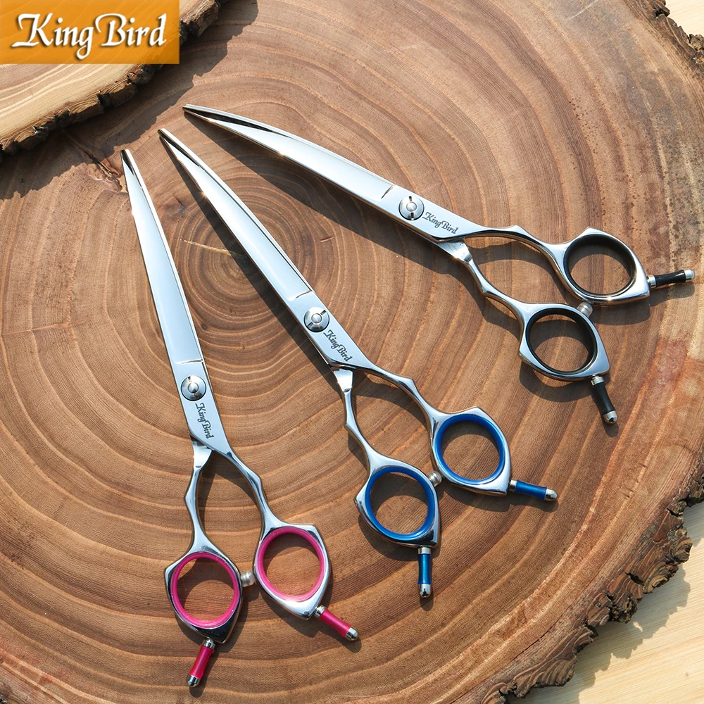 

Dog grooming curved shears 6.5 INCH Professional pet grooming scissors Left hand and right hand Bright silver Kingbird NEW