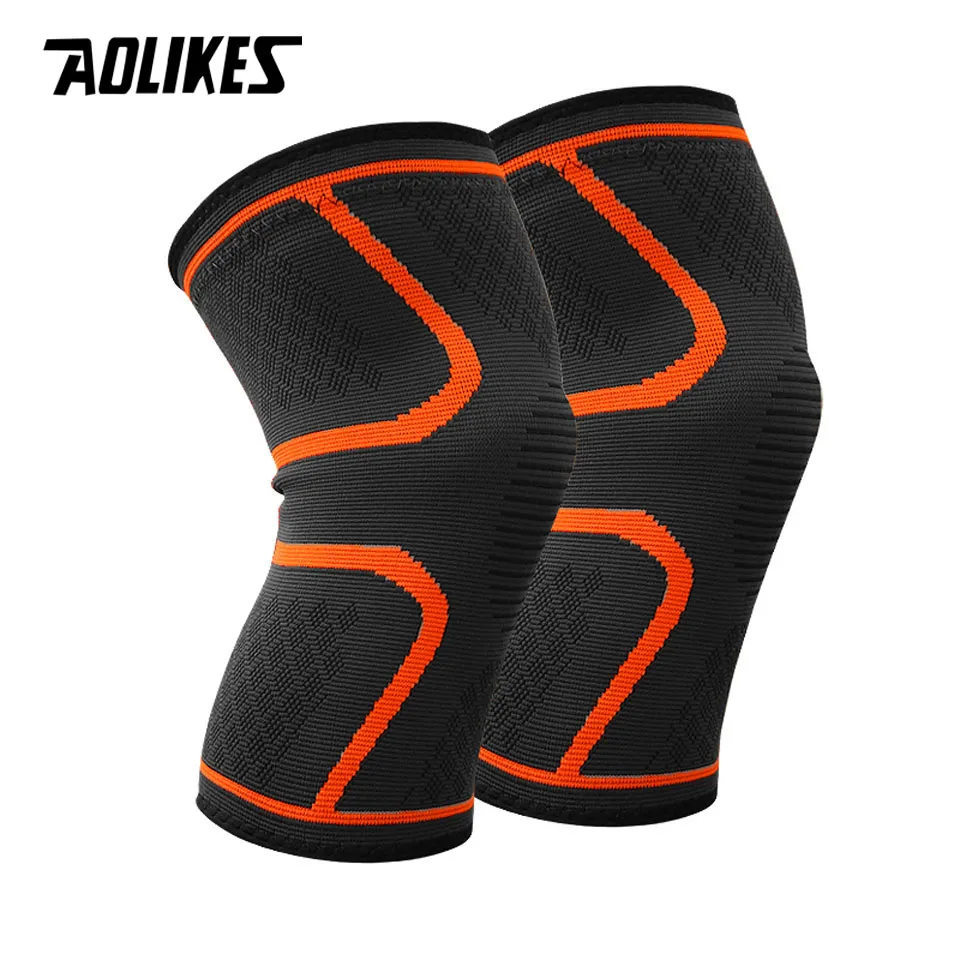 AOLIKES 1 пара наколенников для спорта, бега, езды, баскетбола, наколенники для мужчин и женщин, высококачественные дышащие наколенники - Цвет: Orange