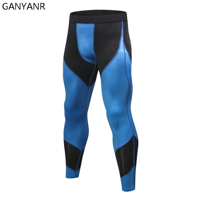 

GANYANR Running Tights Men Yoga Basketball Sports Legging Fitness Compression Pants Gym Athletic Skins Training Jogging Football