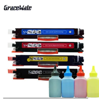 

CE310 CE310A -313A 126A 126 Compatible Color Toner Cartridge + 4 bottle toner powder For HP LaserJet Pro CP1025 M275 100