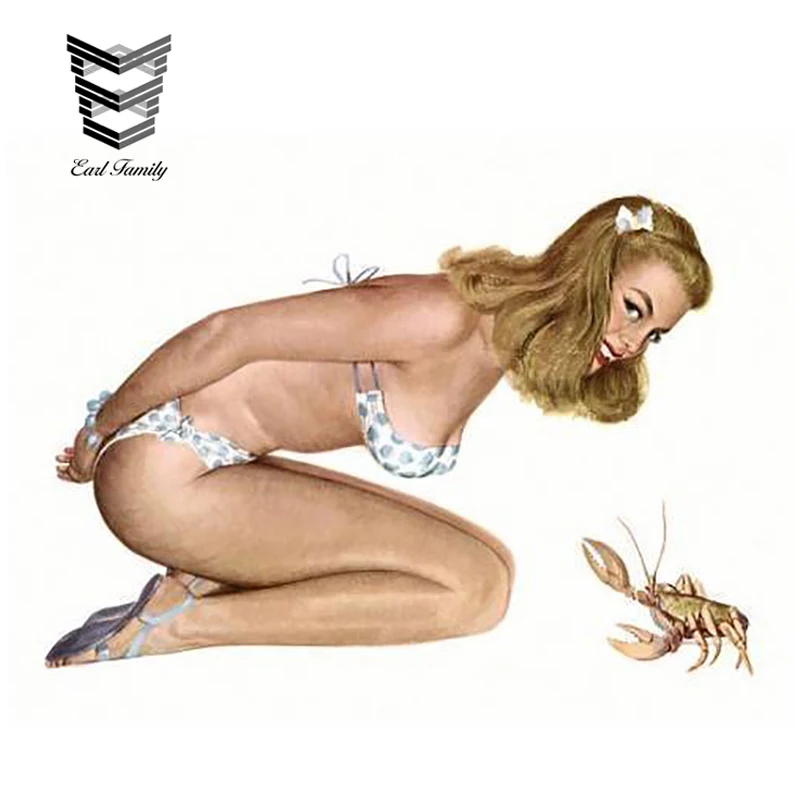 

EARLFAMILY 13cm x 8.5cm Car StylingI Pin Up Girl Sticker Graphics Vintage Sexy Waterproof Bumper Car Stickers Accessories