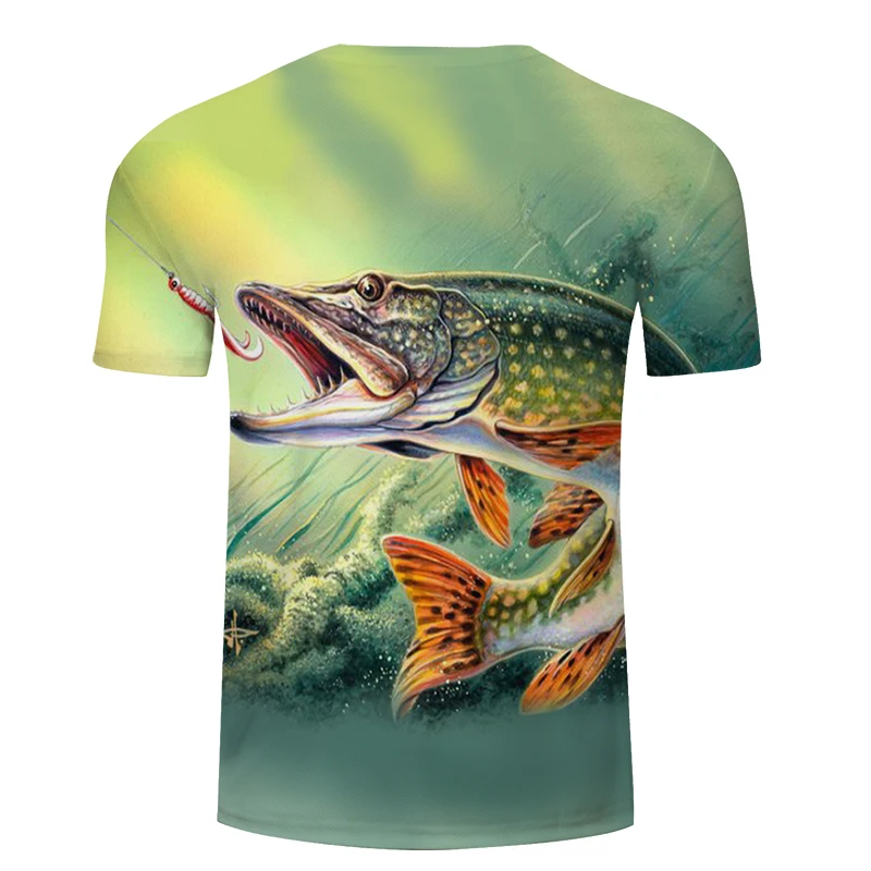 Новая футболка для рыбалки, стильная повседневная футболка с цифровым 3D принтом рыбы, мужская и женская футболка, летняя футболка с коротким рукавом и круглым вырезом, Топы И Футболки S-6XL