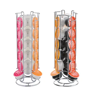 

High quanlity Metal Coffee Pods Holder Tower Chrome Plating Stand Coffee Capsule Storage Rack Dolce Gusto Capsule 2019