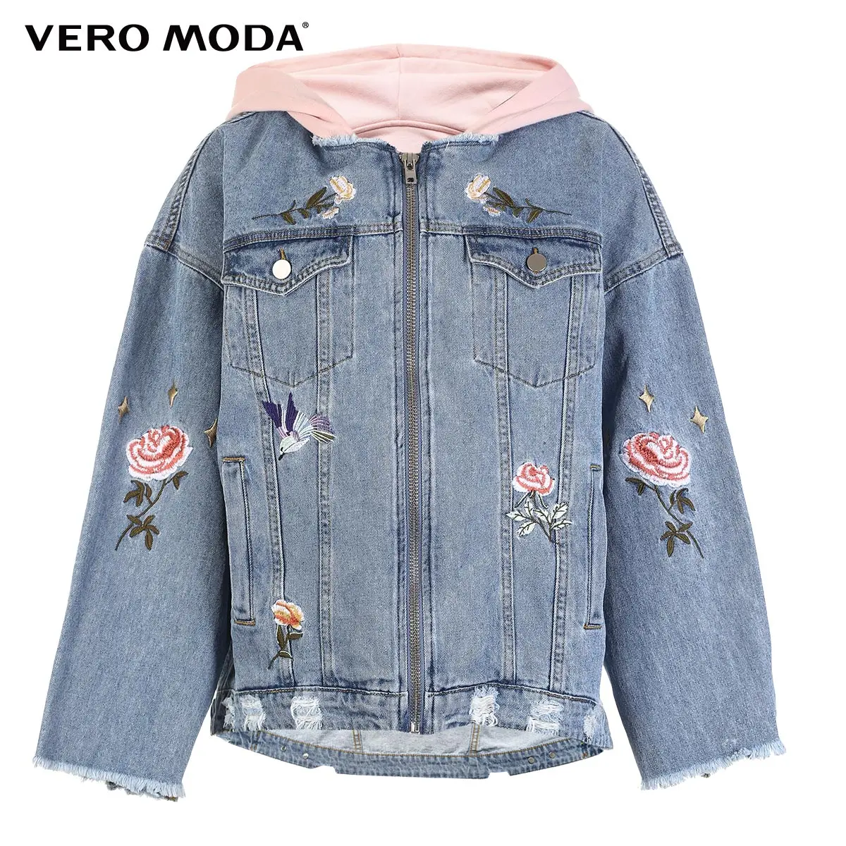price cut Vero Moda oversize cowboy hooded Denim short coat Jacket 318157509