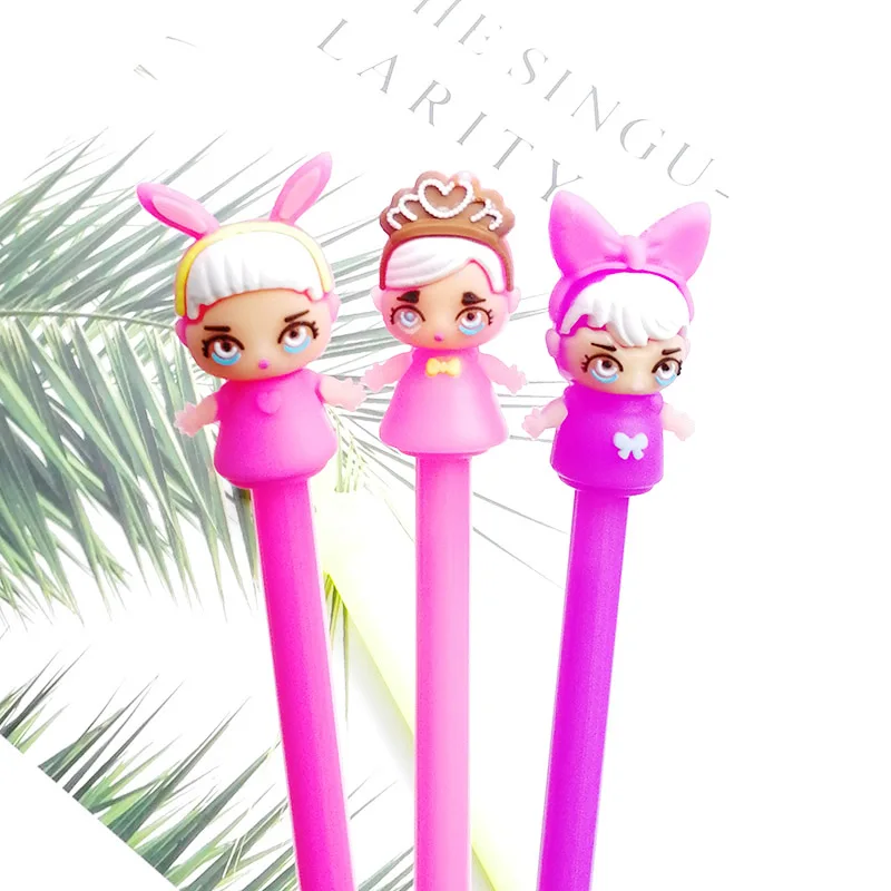 1pc Cute Kawaii Novelty Doll Gel Pen Fashion Cartoon Girl Black Ink Pen For Kids Gift Creative School Stationery