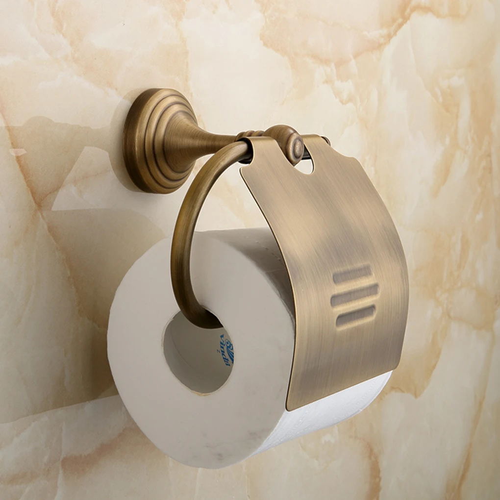 

Toilet Tissue Paper Holder With Cover Wall Mounted Bathroom Roll Paper Bracket Single Bar Paper Rack
