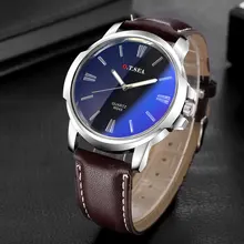 Men Watch Retro Design Faux Leather Blue Ray Glass Clock Male Military Sport Quartz Wristwatch Relogio Masculino erkek kol saati zhoulianfa luxury crocodile faux leather men watch analog blu ray business wristwatch clock relogio masculino