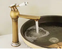 Медный Континентальный смеситель для горячей и холодной воды Античный Золотой сценический водопад Ретро смеситель для раковины