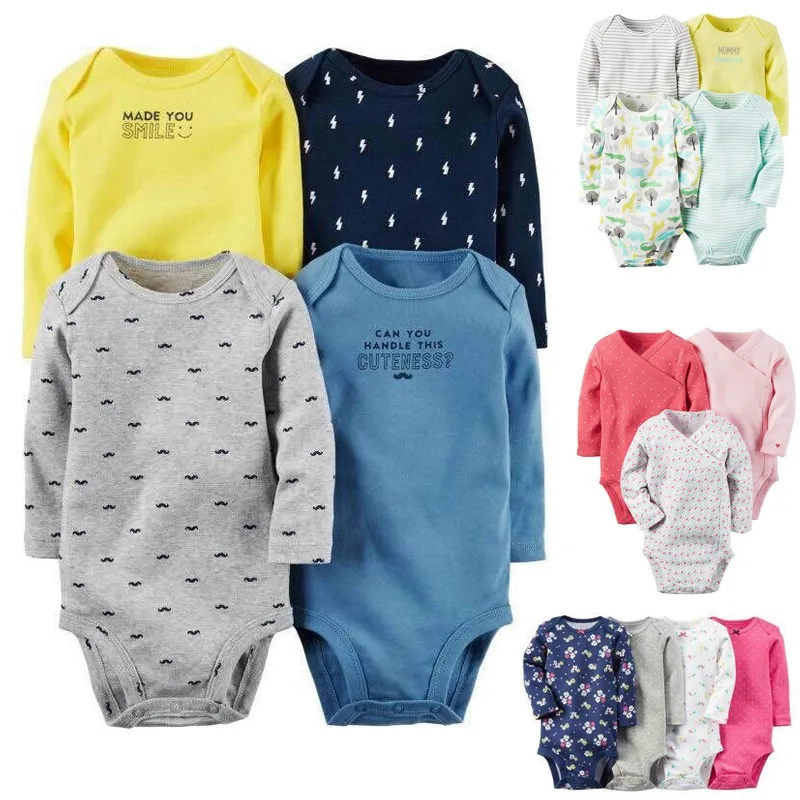 2017 New Baby Bodysuit set 4pcs Pack Long Sleeve Bodysuit for Bebes