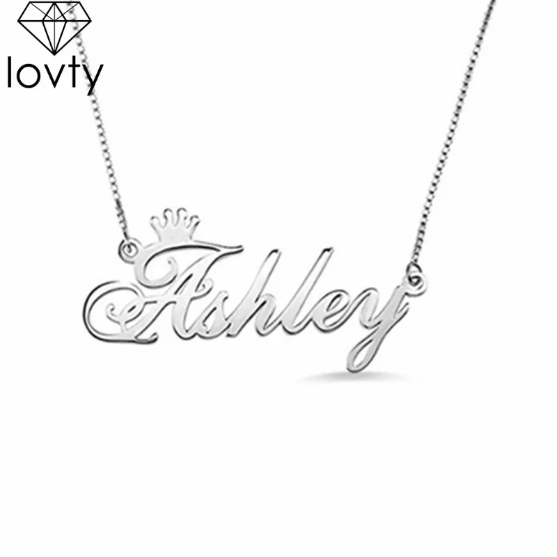 

lovty Personalized Name Crown Necklace Custom Made Engrave Any Names Necklace Pendant Best Valentine's Day Gift for Your Lover