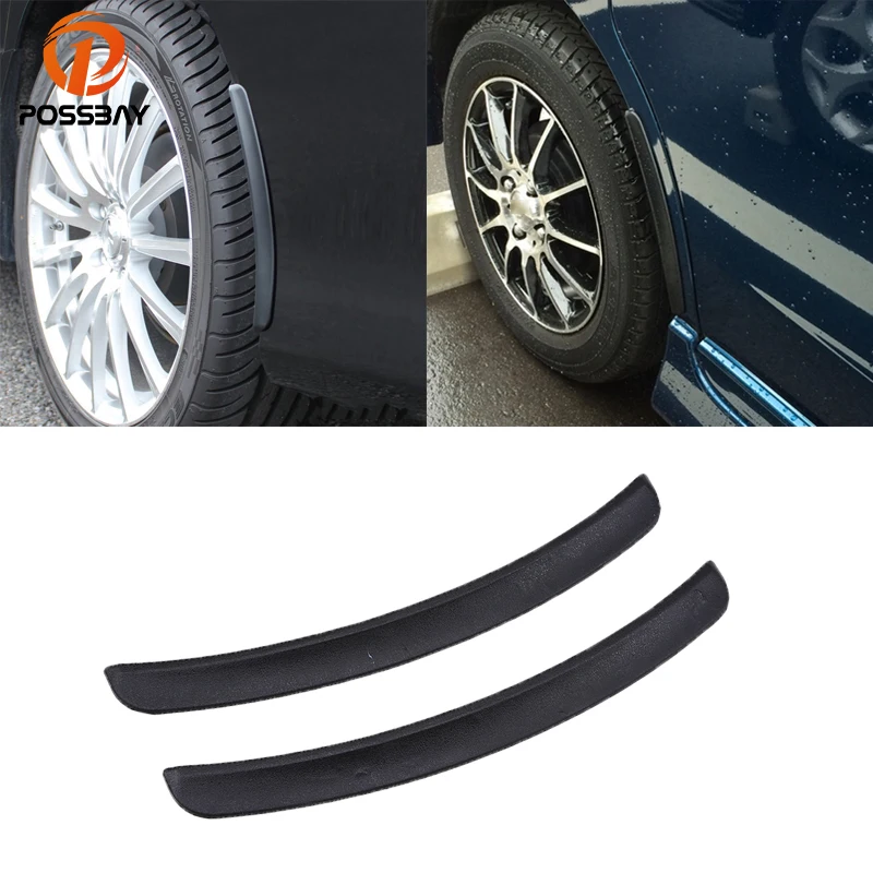 POSSBAY 2pcs Wheel Lip Fender Flares Black Car Body Strip Sticker Truck