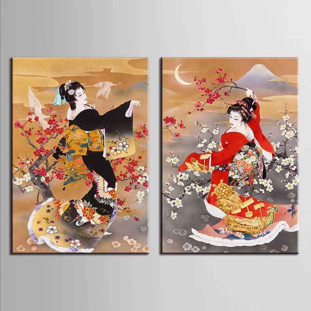 2 Piece Japanese woman Canvas Art Prints Paintings Wall Art Poster