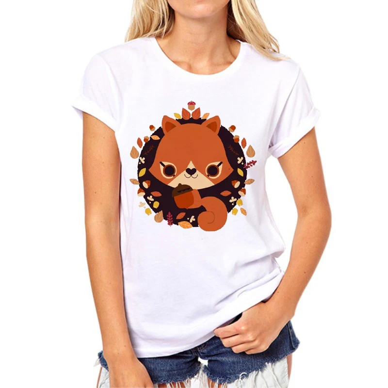 New 2019 Color Painting Fox T shirt women Harajuku Funny Cool Animal Short Sleeve tops women ...