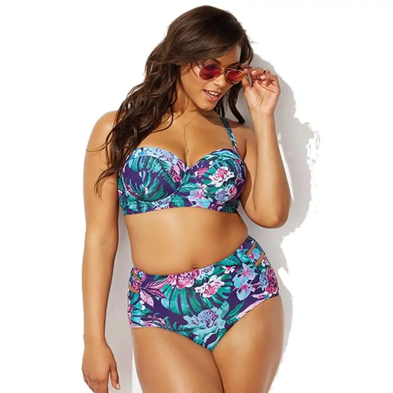 

Plus Size Floral Push Up Bikini set Women Big Swimming suit Flower Swimwear Female Bathing suit Beachwear Sexy Biquini 3XL 4XL